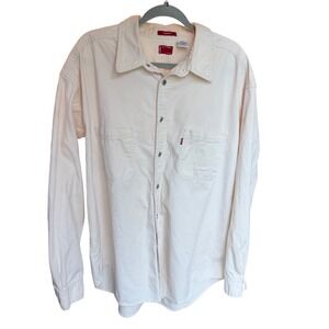 Levi's Button Down Denim Shirt Mens XL Cream Loose Fit Vintage 00s Y2K VTG